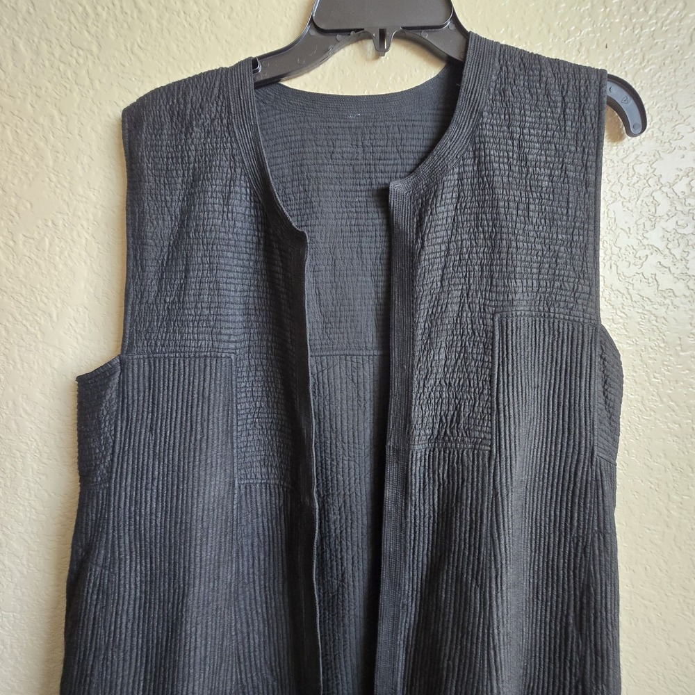 Duster Long Vest Lagenlook  M Ribbed Side Pockets/Side Slits, Lightweight Read - Picture 2 of 10